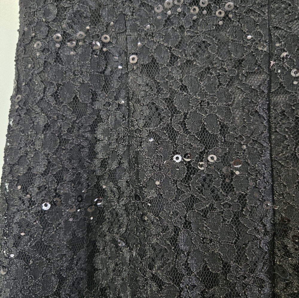 Small Black Le Chateau Lace Sequin Strapless Mini Dress - Picture 4 of 5
